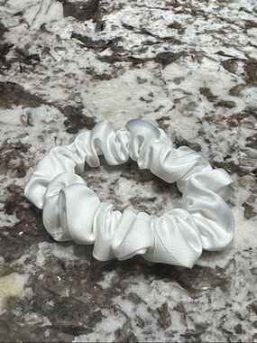 White Satin Hair Scrunchie - Women Accessories